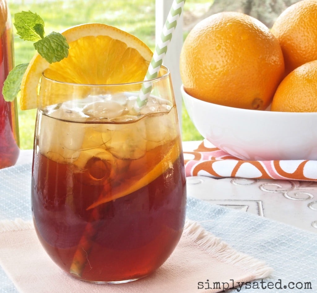 Orange Brown Sugar Sweet Tea is the perfect refreshing summer drink! - Simple Sated