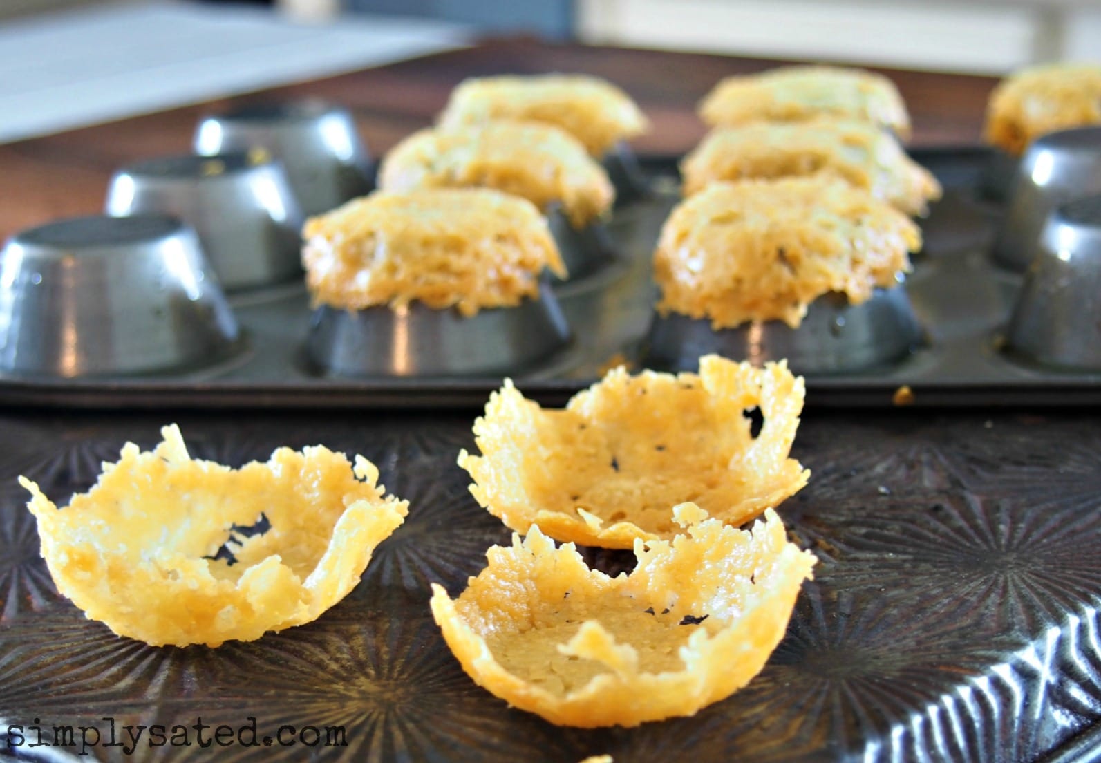 Beautiful Cheese Cup Appetizers to fill with your favorite ingredients.  www.simplysated.com