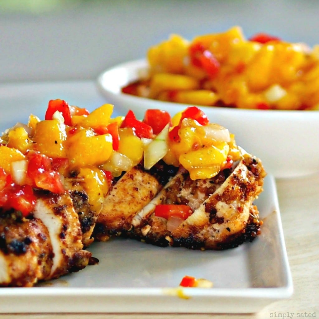 Molasses Dipped Chicken with Mango Salsa Simply Sated
