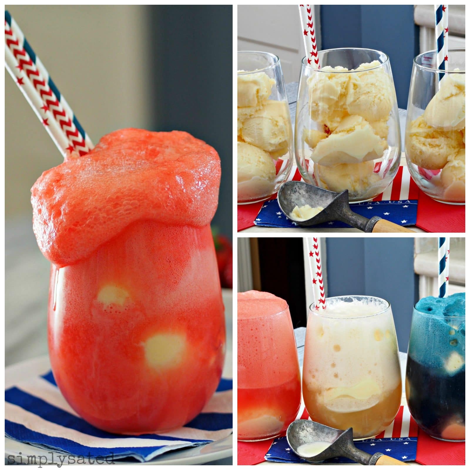 Patriotic Ice Cream Sodas - and easy and beautiful treat for any occasion.  Patriotic Ice Cream Sodas
