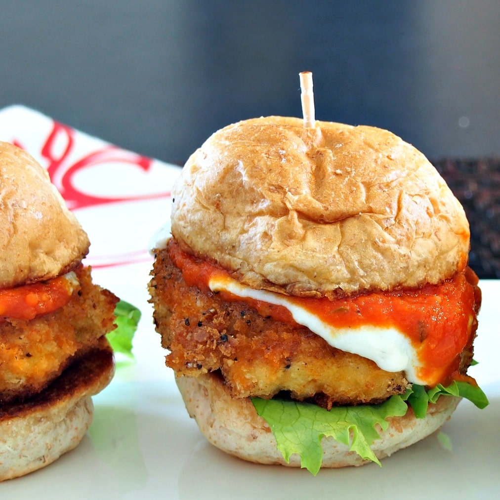 Turkey Parmesan Sliders - www.simplysated.com