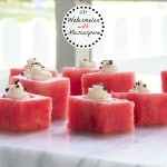 Watermelon with Mascarpone is healthy, light with a surprise in every bite. And it is a fun & delicious twist on serving this seasonal treat.