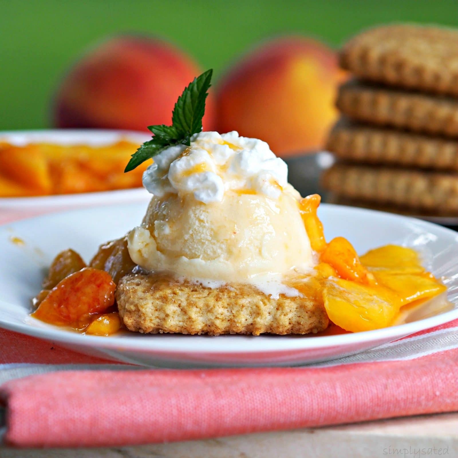 Peach Shortcake made with Simply Sated Perfect Shortcake will become favorite all-time recipe. www.simplysated.com