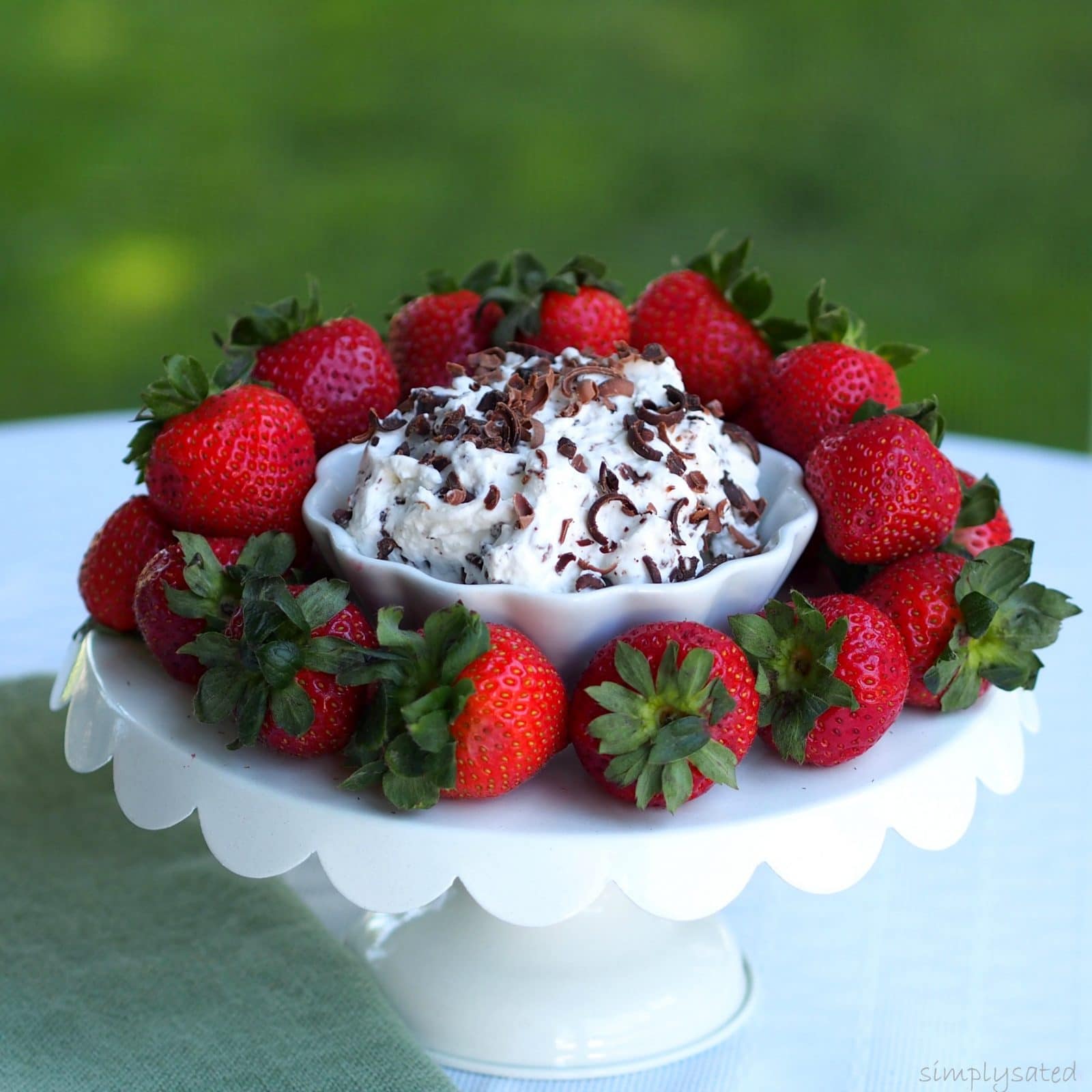 Strawberries & Cream with Chocolate is a beautiful and easy dessert or appetizer. www.simplysated.com