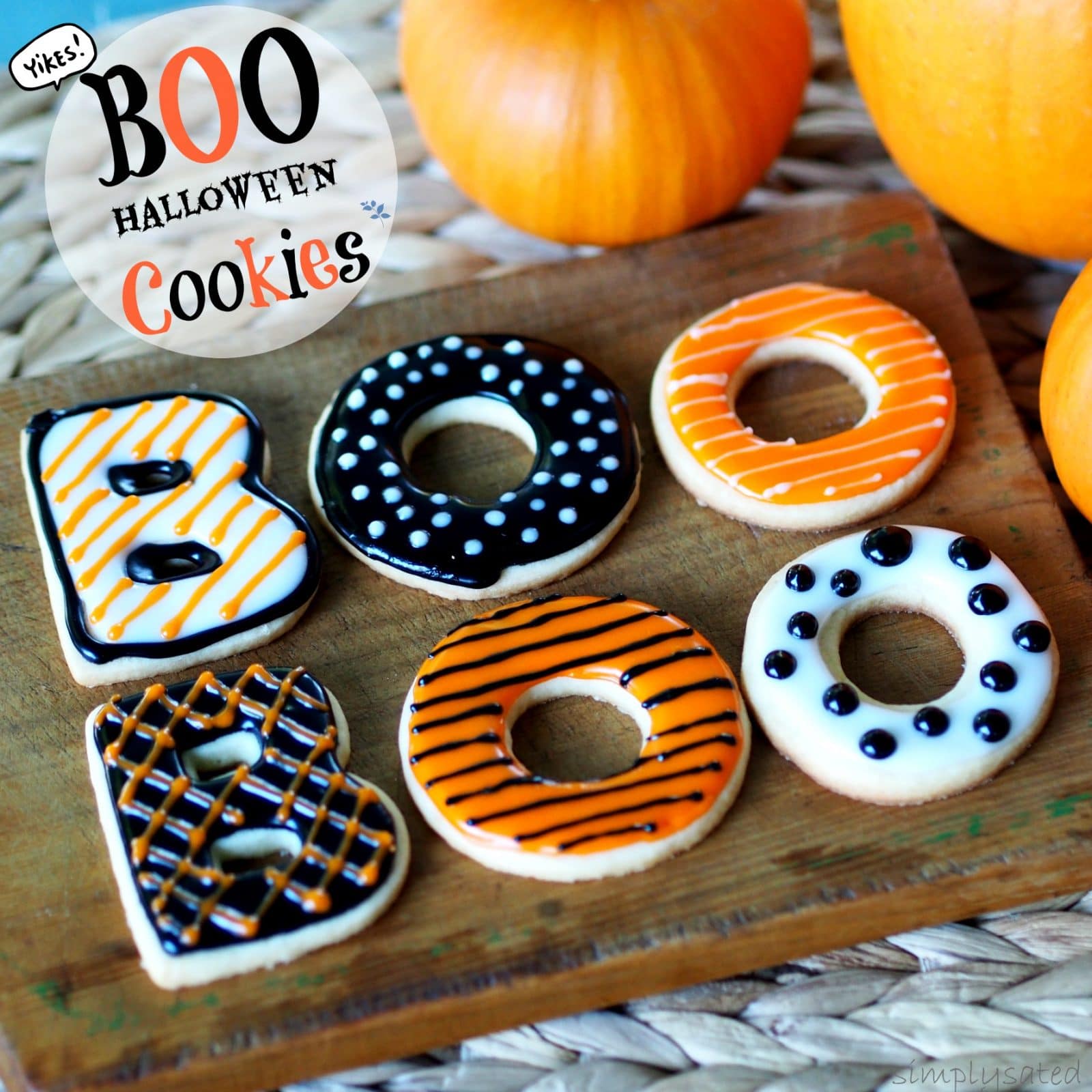 BOO Halloween Cookies are an easy and fun treat for your Halloween party. simplysated
