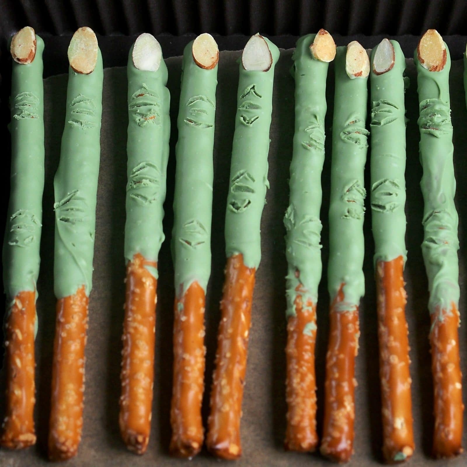 Witch Finger Pretzels - no Halloween party is complete without these fun and easy treats. simplysated.com