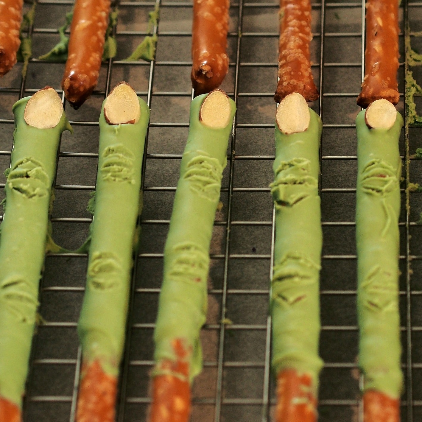 Witch Finger Pretzels - no Halloween party is complete without these fun and easy treats. simplysated.com
