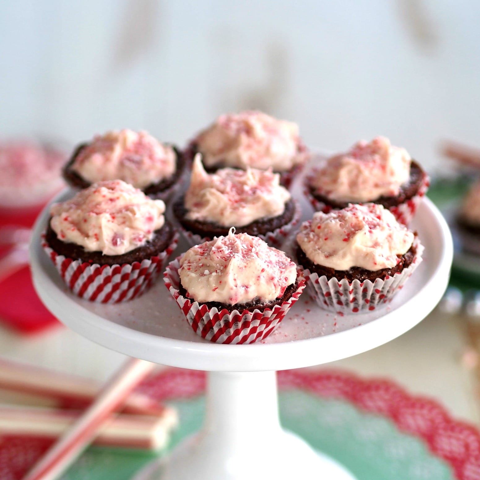 White Chocolate & Peppermint Chocolate Cupcakes -Velvety chocolate cupcakes with easy white chocolate, peppermint icing.