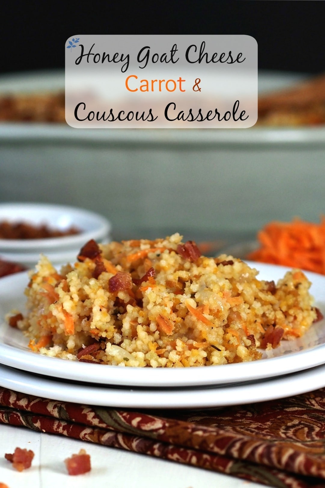 Honey Goat Cheese Carrot & Couscous Casserole is a delicious, healthier alternative to cheese-laden casseroles. Simply Sated