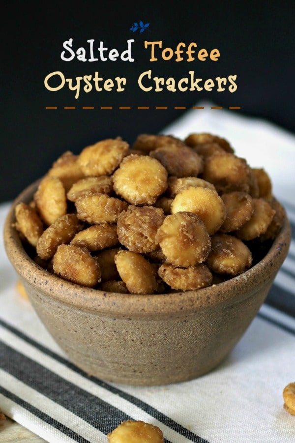 Salted Toffee Oyster Crackers are a sweet, salty, crunchy snack. Best you can't eat just one. Simply Sated