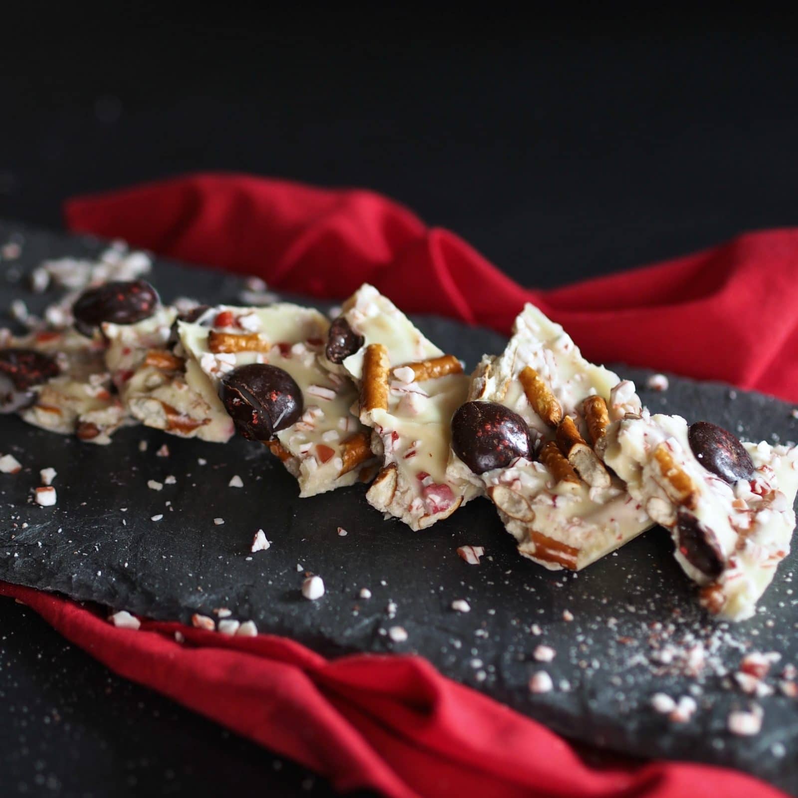 Peppermint Crunch Bark or a party in a pan. White chocolate, Peppermint Crunch candy peppermints & pretzels. Once you taste it, you'll want to celebrate. Simply Sated