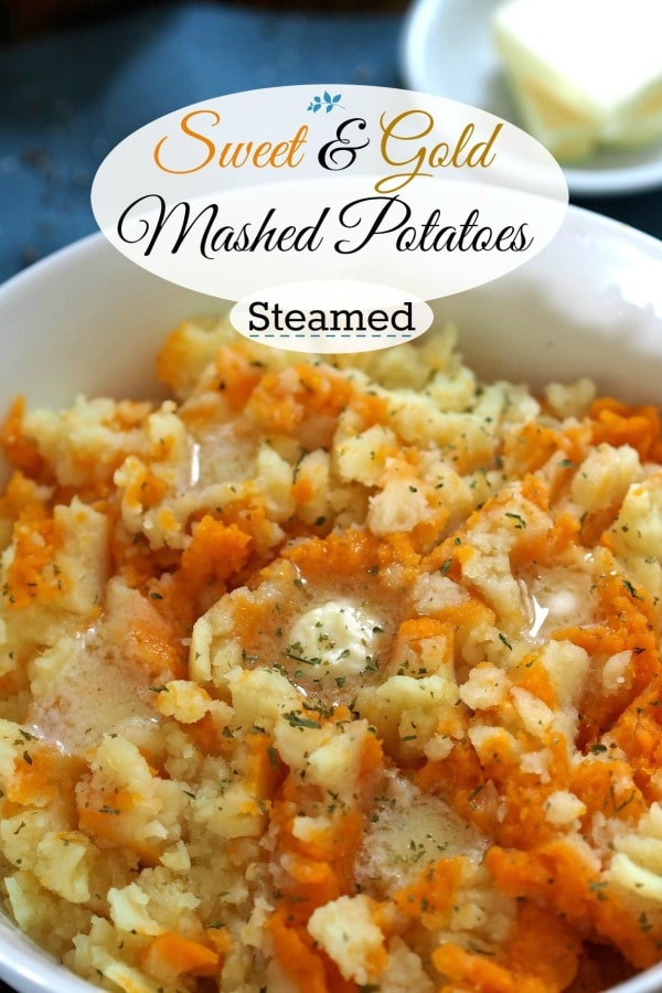 Sweet & Gold Mashed Potatoes. Sweet Potatoes & Yukon Golds are steamed then mixed with butter, salt & pepper - the best mashed potatoes - ever! Simply Sated