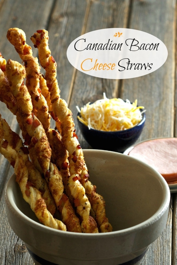 Canadian Bacon Cheese Straws-easy to make, elegant and delicious -the first appetizer to disappear at any dinner party.  A great "bread" with a salad. Simply Sated