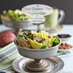 Pecans Blueberries Pears & Greens Salad is fresh, crunchy & flavorful. Top with homemade Basil Green Goddess Dressing to create a goddess-worthy salad. Simply Sated