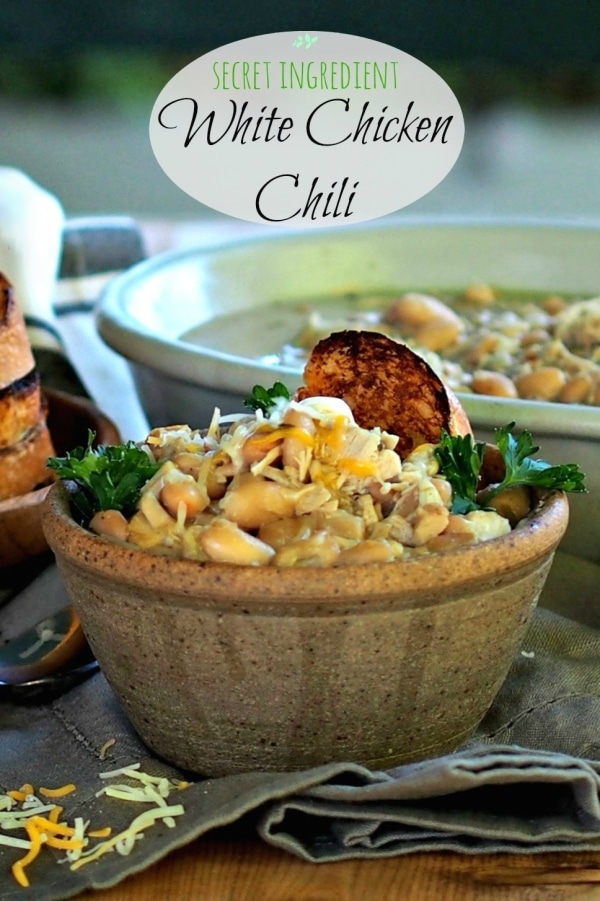 White Chicken Chili - all the flavors for terrific white chili: tender chicken, Mexican spices & fresh herbs, beer, beans and one very special ingredient. Simply Sated