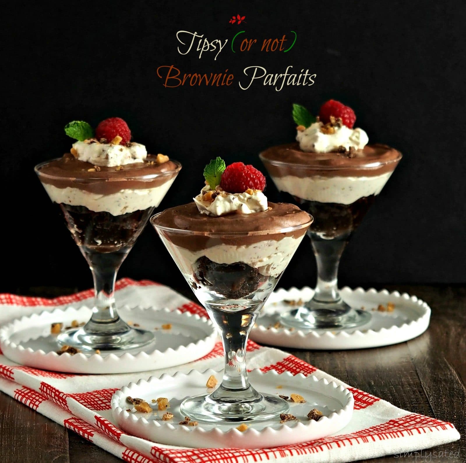 Tipsy (or not) Brownie Parfaits - Simply Sated