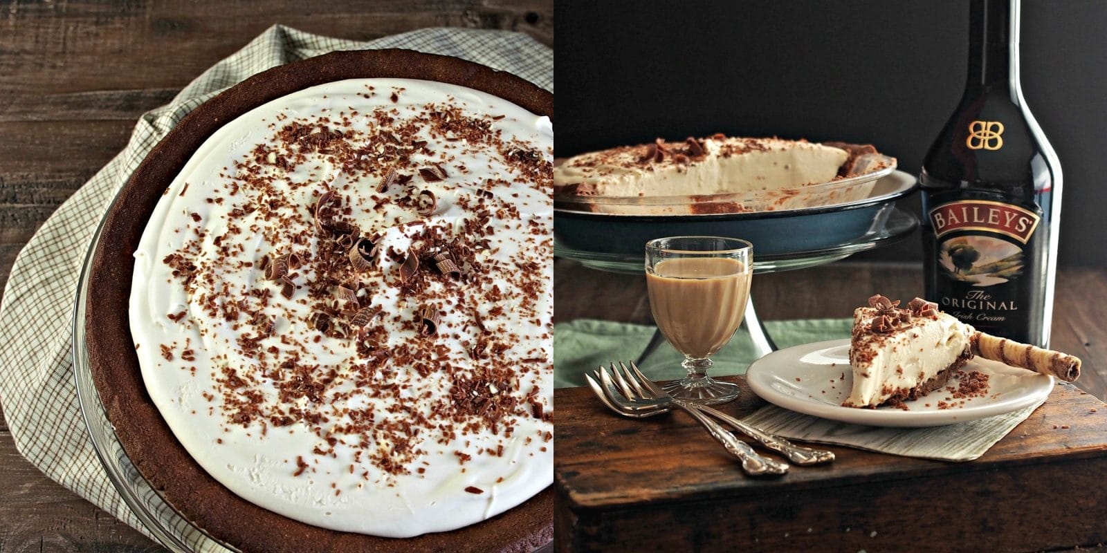 Irish Cream Pie. Even if your eyes aren't Irish, they will be smiling after one bite of this deliciously creamy pie with chocolate crust & chocolate curls. Simply Sated