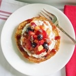 Berry-Topped French Toast Bagels w/Cobblestone Bread Co. Bagels-a great way to start the day. French toasted bagels topped w/fresh berries & cream cheese. Simply Sated