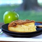 Apple Streusel Cake. Tender cake baked with sliced fresh apples & topped with a cinnamon, pecan, brown sugar streusel. Perfect as a dessert or coffee cake. Simply Sated