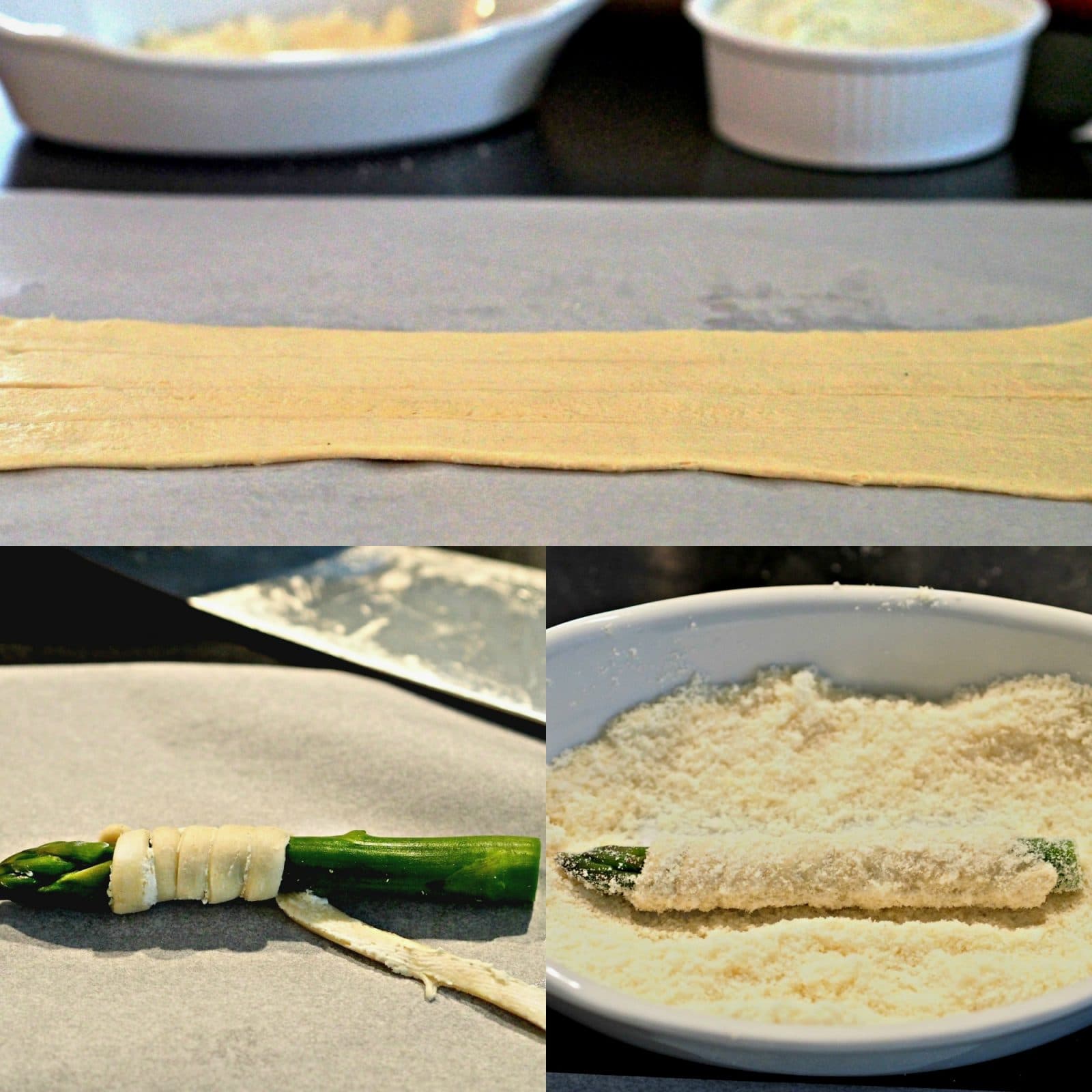 Crescent-Wrapped Asparagus with Boursin. Asparagus wrapped with crescent rolls spread with Boursin cheese then baked.Healthy, easy side, appetizer or snack. Simply Sated