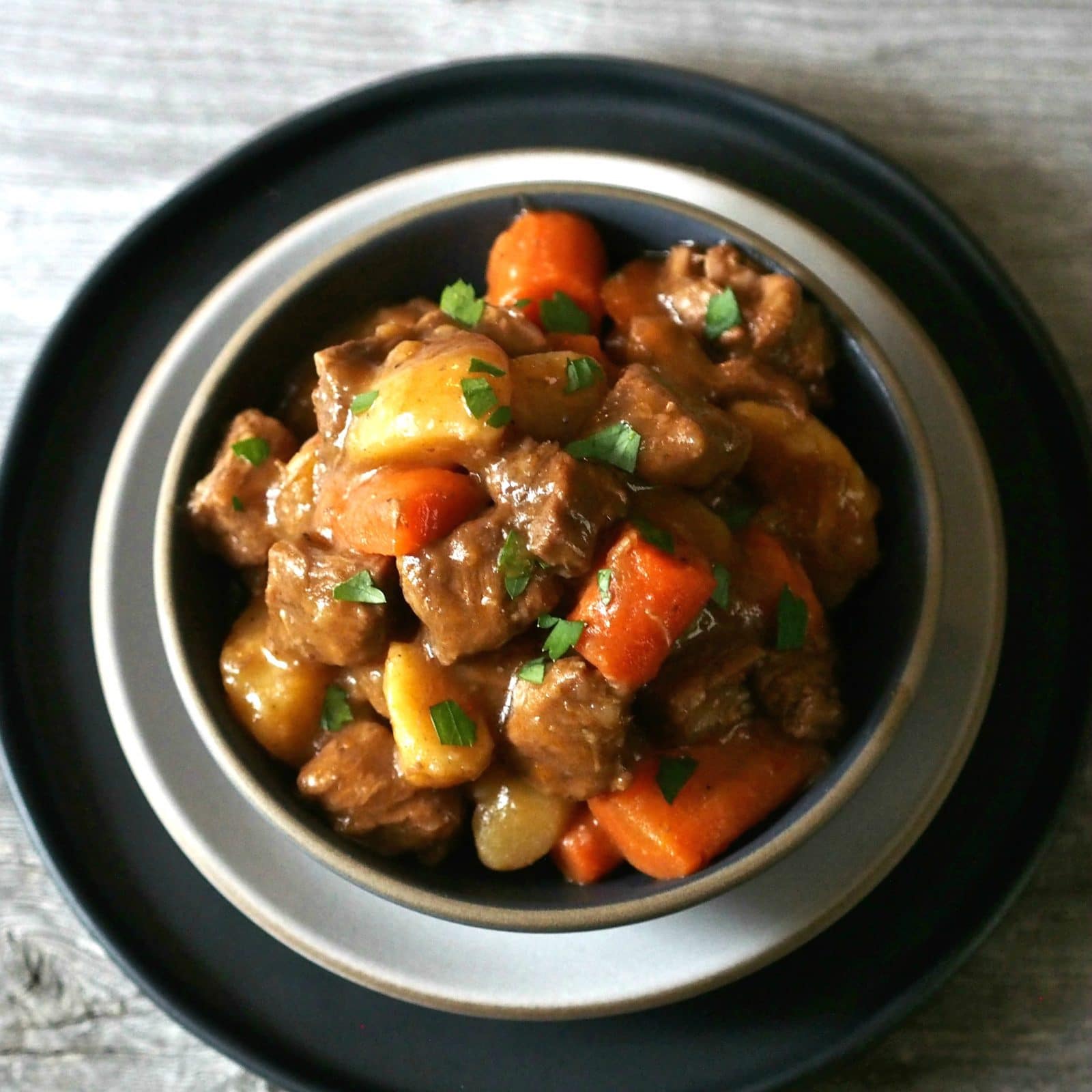 "Stewed" Beef Stew. A little bit of wine, a bottle of beer, beef, vegetables and the perfect seasonings work together to create this unforgettable stew. Simply Sated