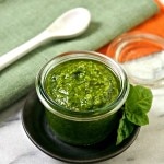 Basic Pesto. The perfect pesto recipe to use as the base to create your favorite pesto - just substitute other greens, nuts, cheeses and seasonings. Simply Sated