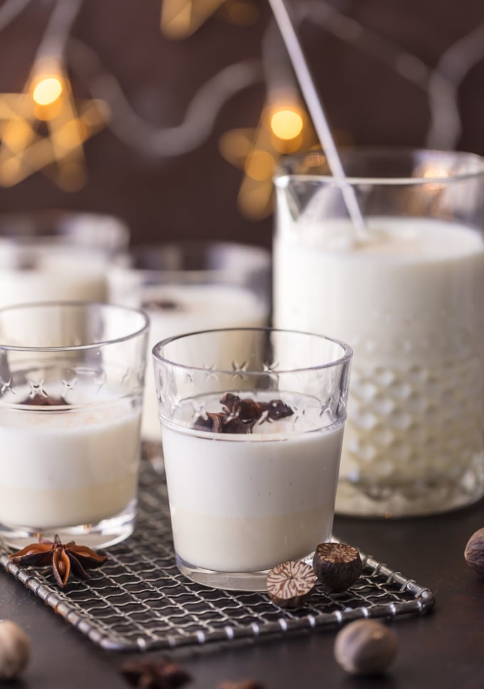 Traditional Eggnog is frothy, the flavors and spices perfectly balanced, and it’s smooth with no aftertaste. One sip and you know Christmas is near. Simply Sated