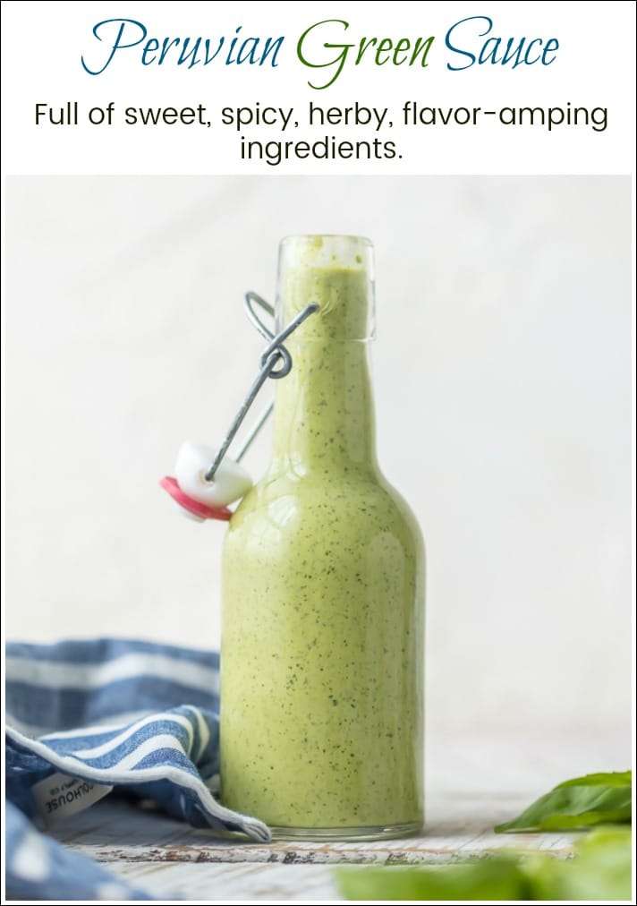Peruvian Green Sauce has bold flavor with a sweet, spicy, clean and herb-y profile. Serve alongside many of your favorite foods, to amp up their flavor. Simply Sated