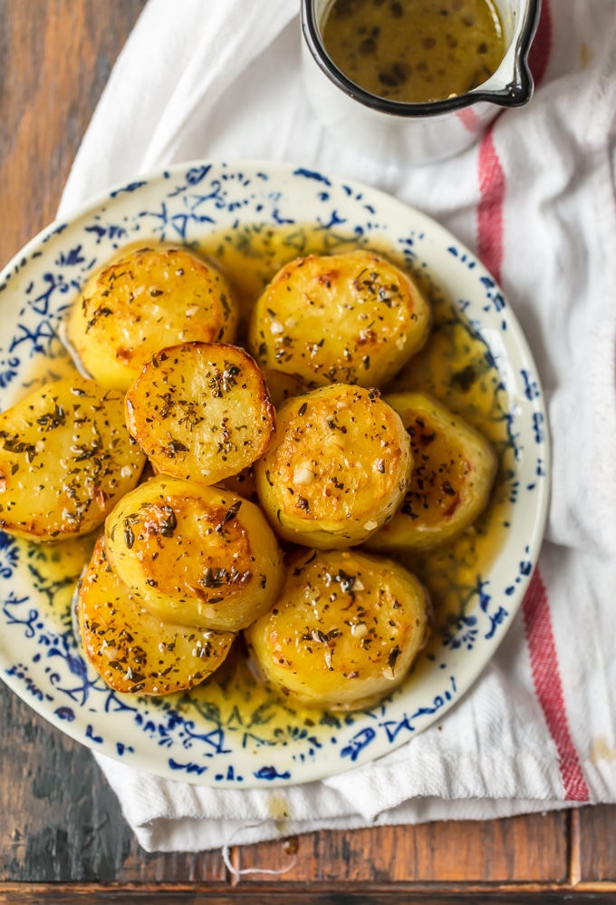 Melting Potatoes have crusty, crunchy edges and rich and creamy insides surrounded by an herby, buttery, savory sauce. They are easy and always get rave reviews. Melting Potatoes fit right in at any family meal or served on a silver platter at an elegant dinner party. Enjoy! Simply Sated
