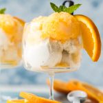 Orange Creamsicle Granita-made w/freshly squeezed orange juice, a touch of sugar & vanilla ice cream. It's even better than an ice cream truck Creamsicle. Simply Sated