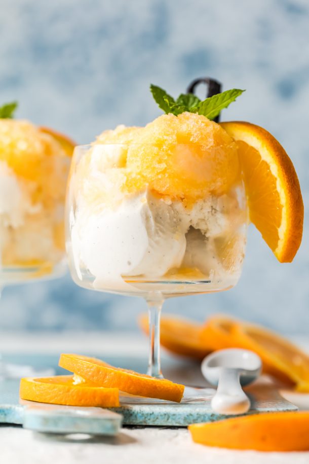 Orange Creamsicle Granita-made w/freshly squeezed orange juice, a touch of sugar  vanilla ice cream. It's even better than an ice cream truck Creamsicle. Simply Sated's even better than an ice cream truck Creamsicle. Simply Sated